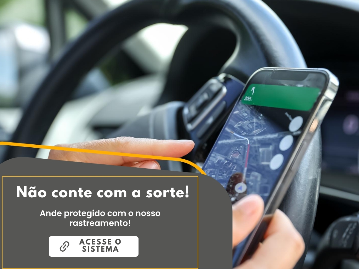 App de rastreamento aberto no celular com mapa